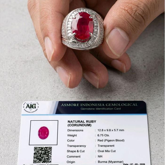 Cincin Permata Ruby Corundum plus Memo