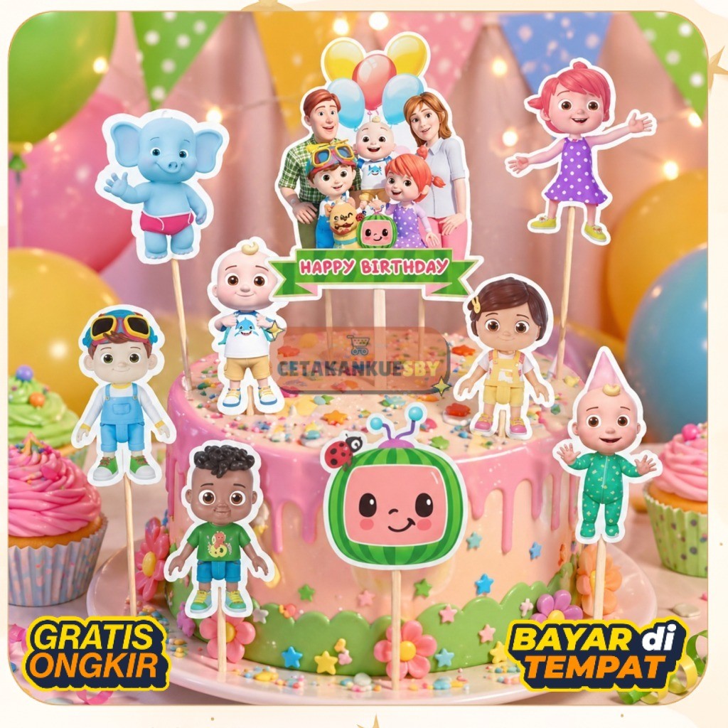 Cake Topper Kertas Coco Melon