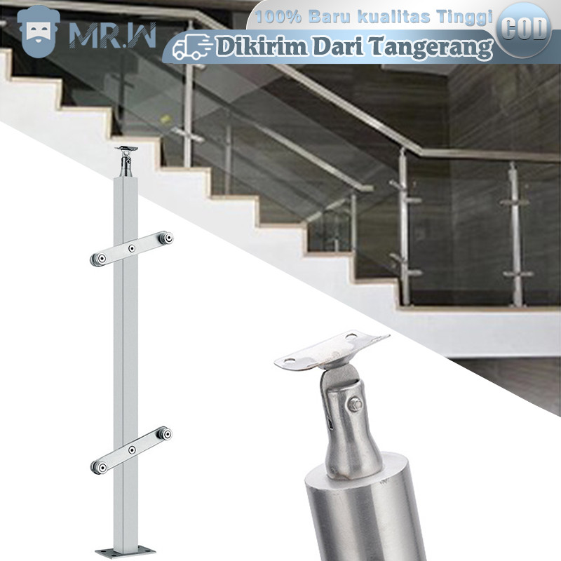 85cm Railing Tangga Kaca Hollow SUS 304 Railing Tangga Stainless Kaca Minimalis Tiang