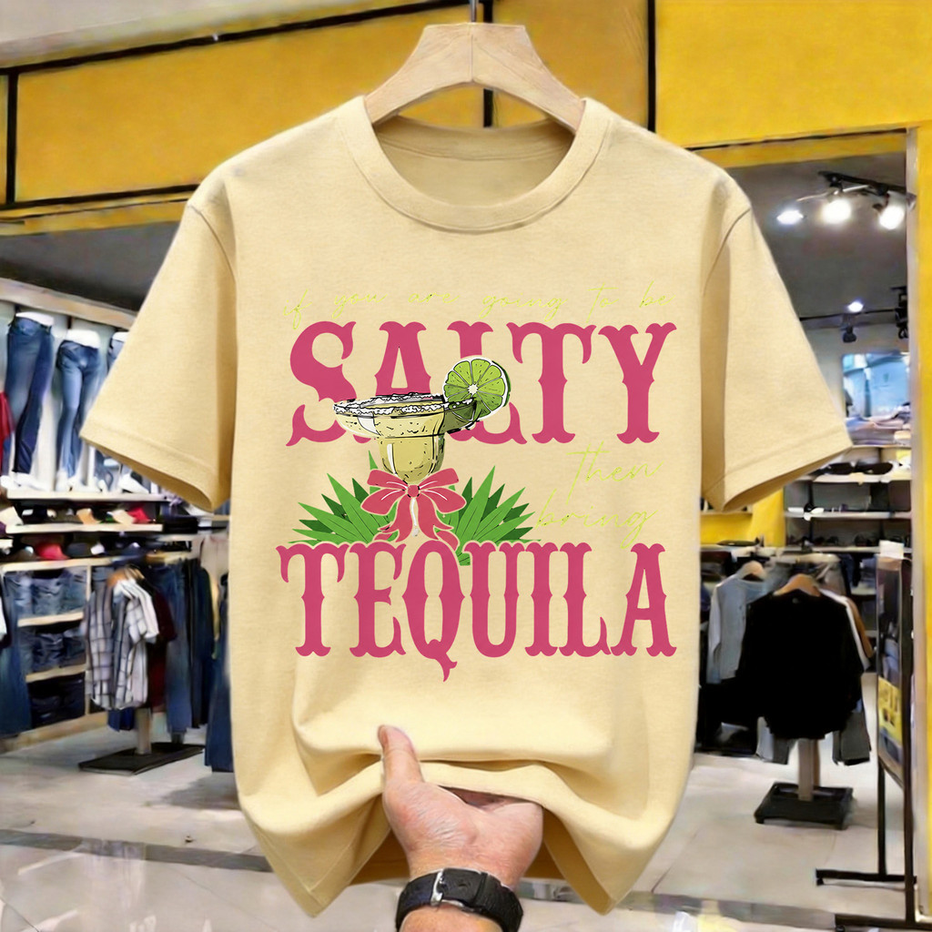 Salty Tequila Graphic Print Kaos Polos Katun Premium Tebal 210GSM Original Indonesia Size Lengkap Lo