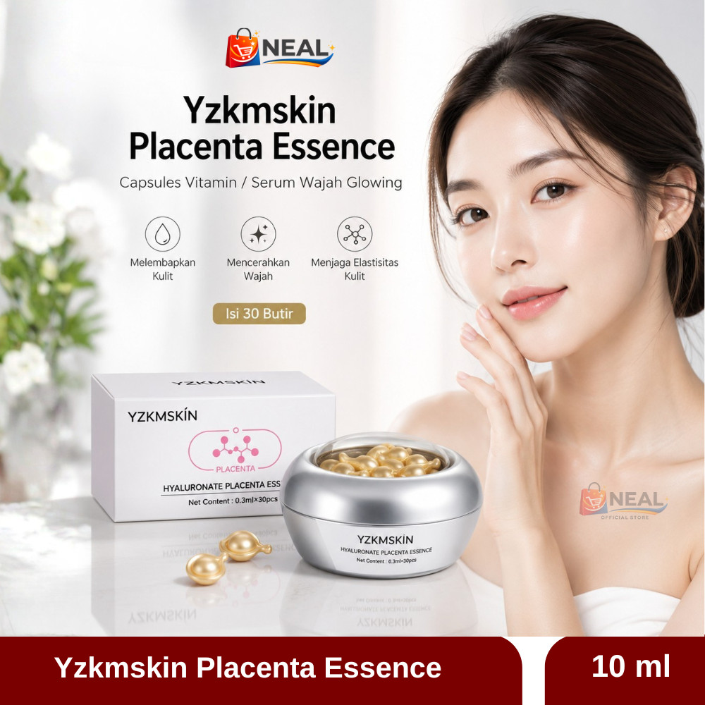 YZKMSKIN Glowing Capsule Essence 30 Butir BPOM Placenta Serum Cream Wajah Cerah Lembap Harian - YZKM