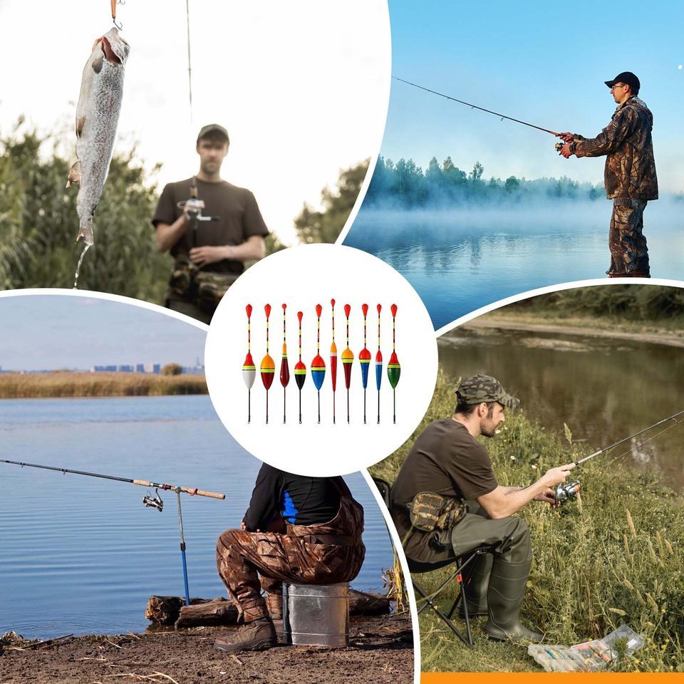 Fishing Buoys, 10 Oval-shaped Trout Hard Foam Buoys, Foam Fishing Buoys, Wooden Sliding Fishing Buoy