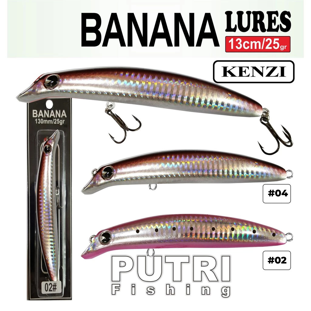 LURE KENZI BANANA 13cm 25gr - MINNOW Long Hardbait Umpan Pancing Tiruan Ikan Mainan AIr Tawar & Laut