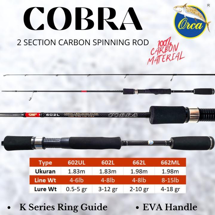 Joran Orca Cobra Panjang 180 dan 198 Bahan Carbon Spinnning Casting
