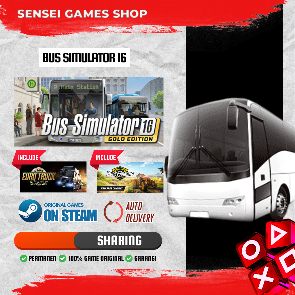 [BONUS STEAM KEY] Bus Simulator 16 (Sharing With Euro Truck Simulator 2, Pure Farming 2018) / AUTO D