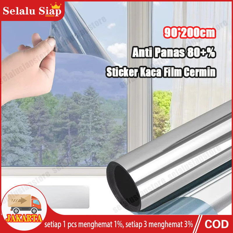 90*200cm Sticker Kaca Film Cermin Jendela Mobil Rumah Gedung Sunblast Stiker Kaca Film Hitam One Way