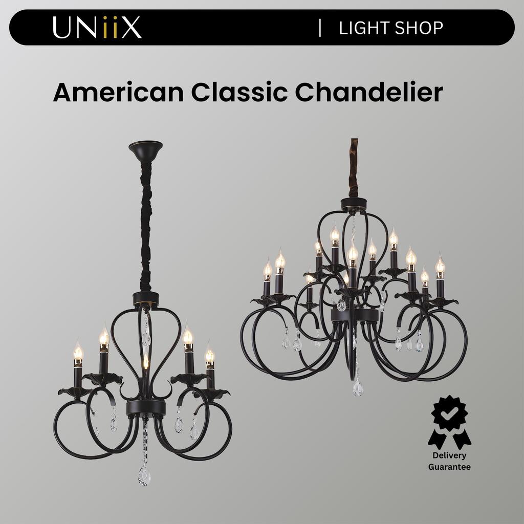 UNiiX - LG004 | Lampu Gantung Hias Model Chandelier American Klasik Untuk Ruang Tamu dan Teras Lampu