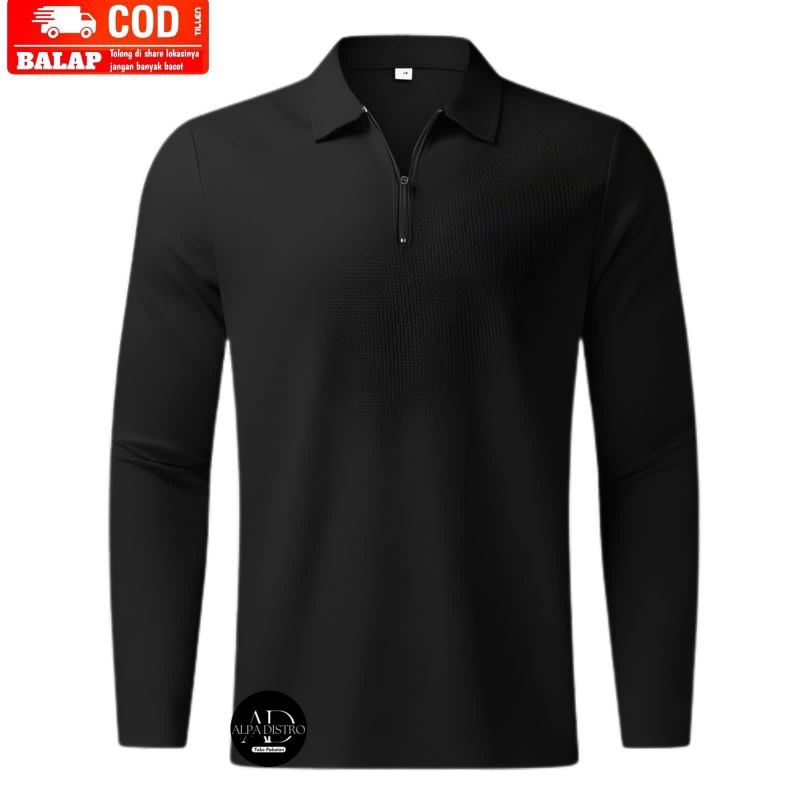 Kaos kerah zipper POLOS>COD-Kaos kombinasi cowok terbaru>Size S M L XL XXL bahan nya adem gak tipis