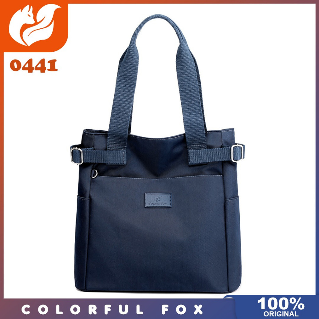 Colorful fox ori - Tas bahu wanita colorful fox 0441 nilon waterproof tote bag wanita import terbaru