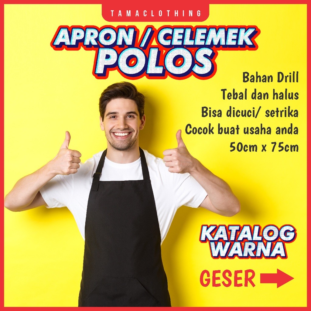 APRON POLOS / Apron Barista / Celemek Masak / Apron Chef custom  / Apron Celemek Drill Polos