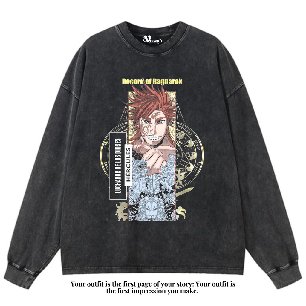VEGA88 *anime record of ragnarok hercules* Kaos oversize longsleeve | t-shirt oversized | kaos washe