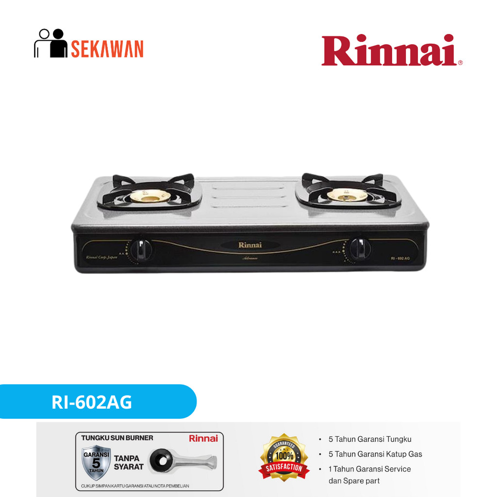 Rinnai Kompor Gas 2 Tungku RI 602AG / 602AG