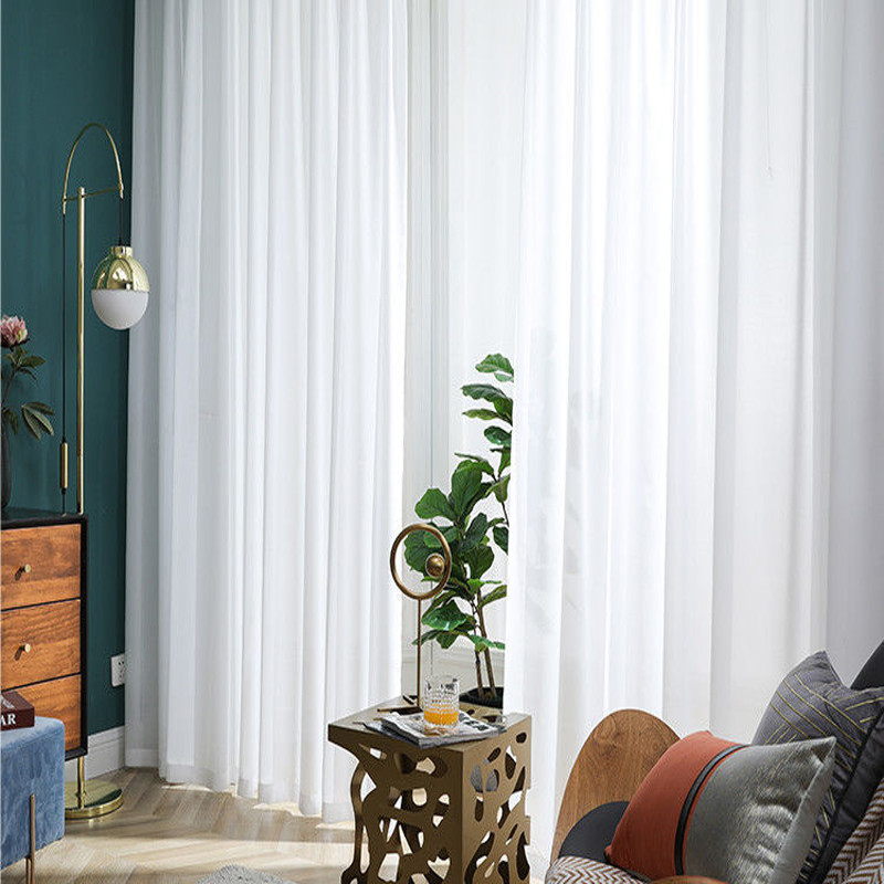 Asazal Solid White Tulle Luxurious Chiffon Sheer Window Curta For Living Room Modern Voile Organza D