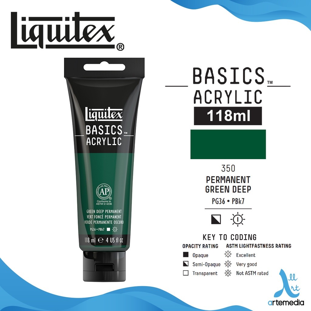Gramedia Surabaya - Liquitex Basics Acrylic Color Paint 118ml Permanent Green Deep - Artemedia