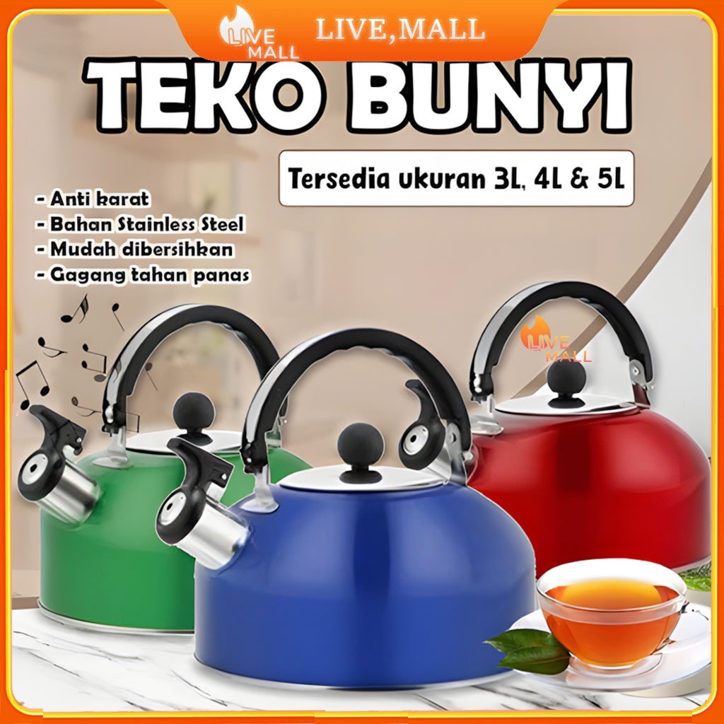 tvr - Teko Bunyi Warna Whistling Kettle 5 Liter Stainless Steel - Teko Siul 5L
