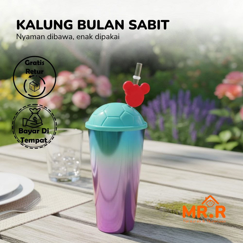 Tumbler Plastik Aesthetic Tumbler Plastik Gradasi Rainbow Botol Minum Gradasi Kekinian dengan Sedota