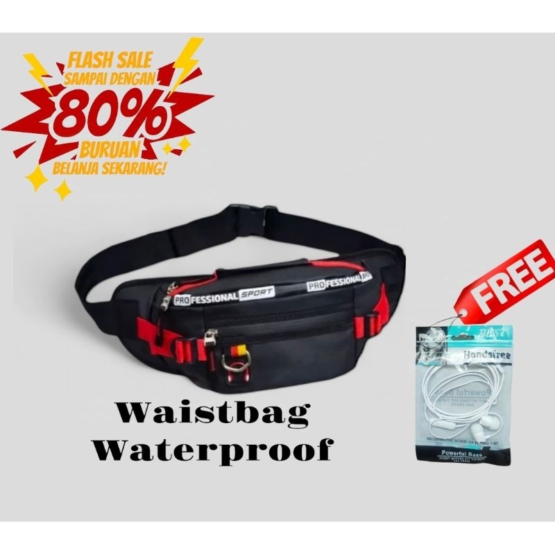 Tas Pria Tas Selempang Slempang Pinggang Cowok Pria Keren Anti air Free Headset | Handsfree Paket Ke