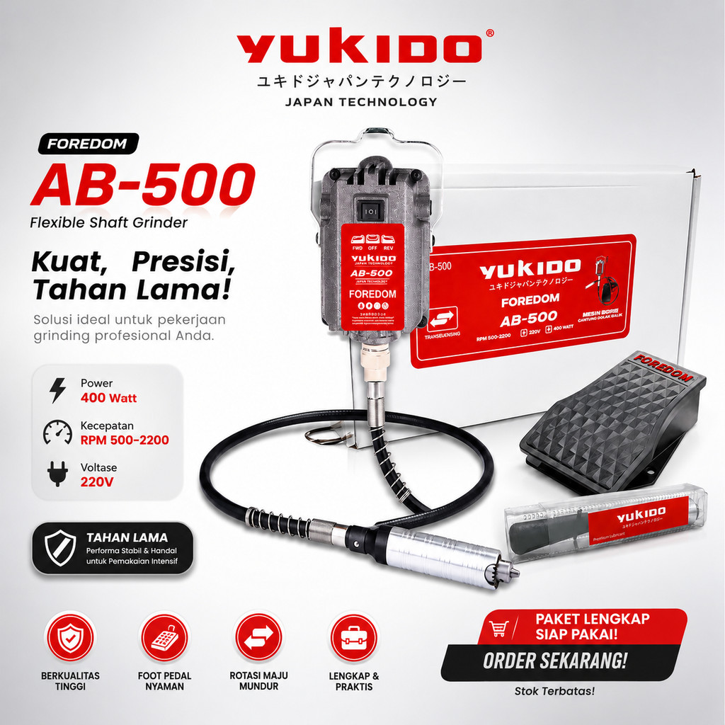 NEW  YUKIDO Mesin Bor Gantung SR FR Grafir Tuner Tunner Bolak Balik Reversible Foredom 2 Arah