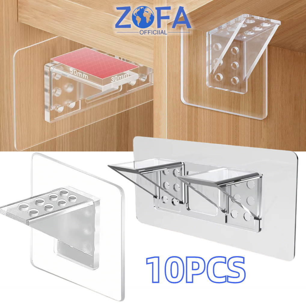 10PCS Siku Tempel Lemari Rak Sepatu Baju Penyangga Ambalan Hook Bracket Papan Laci Kaca Etalase