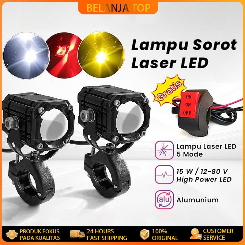 Paket Lampu Tembak Laser 5 Mode Lampu Tembak Laser Led Mini 2 Warna/SUPER TERANG 2 PCS/12V 20W Super