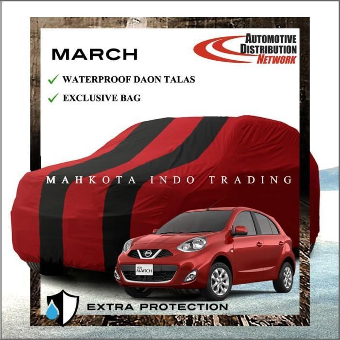 Custom Body Cover Warna / Sarung Mobil / Penutup Mobil Nissan March - MerahListHitam