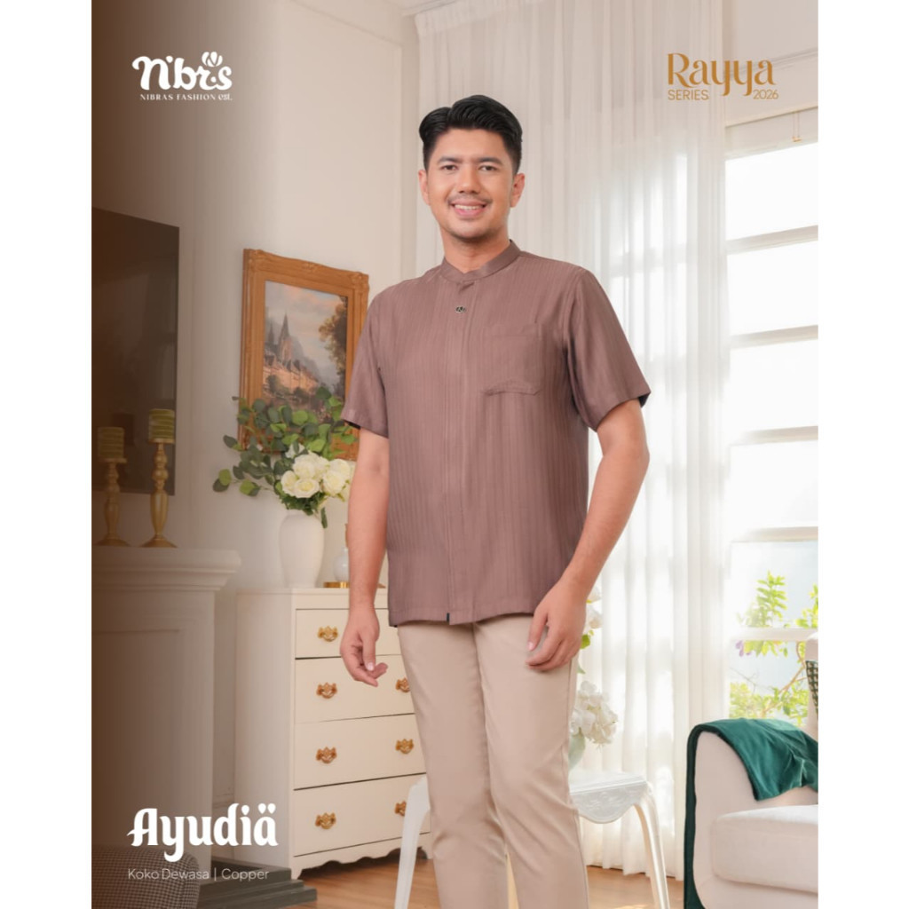 Koko Sarimbit Nibras Ayudia Baju Couple Keluarga Gamis Ibu Anak & Ayah Dewasa Anak Copper NBRS Rayya