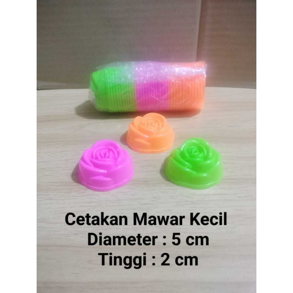 (3 Lusin) Cetakan Plastik Bentuk Bunga Mawar 5 cm / Cetakan Mawar Kecil / Putu Ayu / Puding