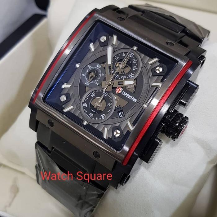 Jam Tangan Expedition Pria Original E6731 Black Red