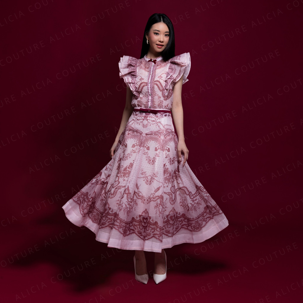 Aliciacouture - Padma Oneset Midi Skirt - Luxe Season Collection - Chiffon Floral Ruffle Set