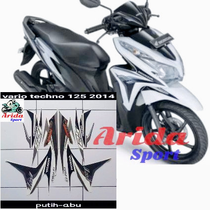 striping vario 125 stiker honda vario techno 125 fi old lama 2014 putih abu hitam