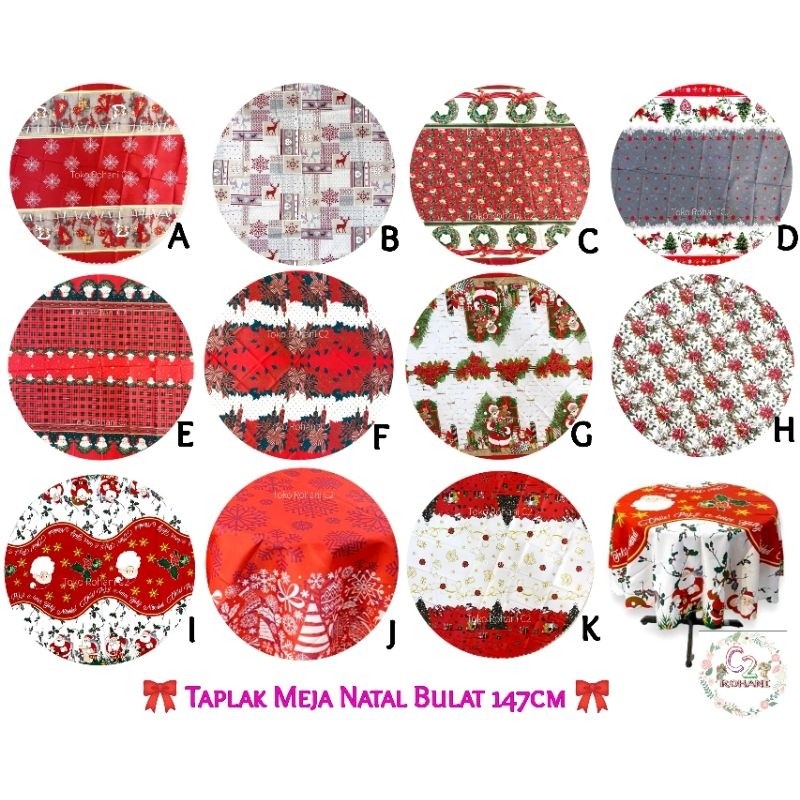 RANUWI Taplak Meja Natal Bulat 150cm - Taplak Meja Natal - Taplak Natal - Taplak Meja Natal 2023