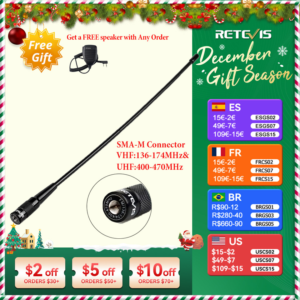 Retevis RHD-771 RT3S Rao Amateur Antennas SMA-M Male VHF UHF Whip Antennas for Retevis RT3S RA89 HA1