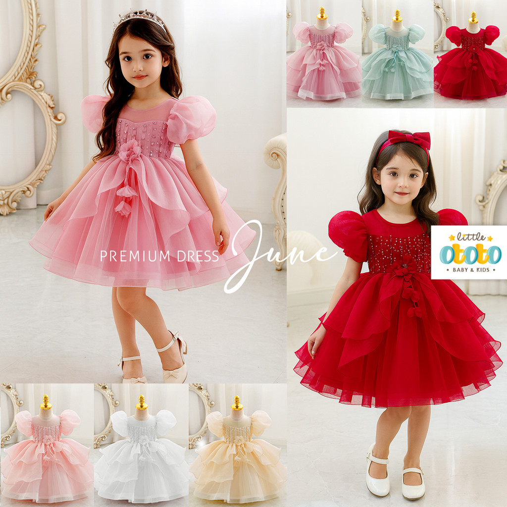 Dress Premium JUNE - Baju Gaun Pesta ulang tahun Anak Perempuan