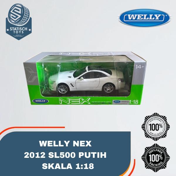 Nex welly 2012 Mercedes SL500 Putih 1:18 Welly Door Openable Mainan Diecast Original 100% Baru
