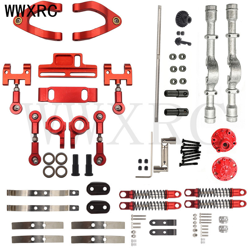 WPL D12 Metal Rear Axle Kit Front Rear Shock Absorber Leaf Springs Steering Cup Upper Lower Swing Ar