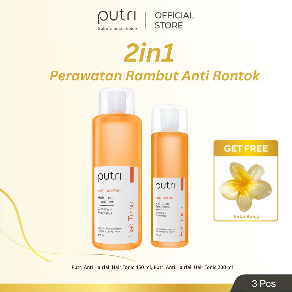 [TOP CREATOR'S PICK] Putri Paket Hair Tonic Anti Rontok 200 mL & 450 mL FREE Jedai  | Rambut Anti Ro