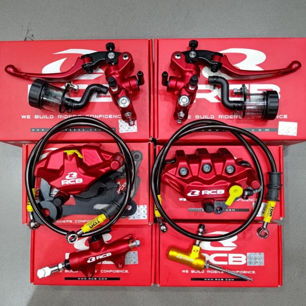 Paketan Master Rem RCB Stut kopling Hidrolik S1 Radial 14mm kanan kiri Tabung + Kaliper RCB S Series