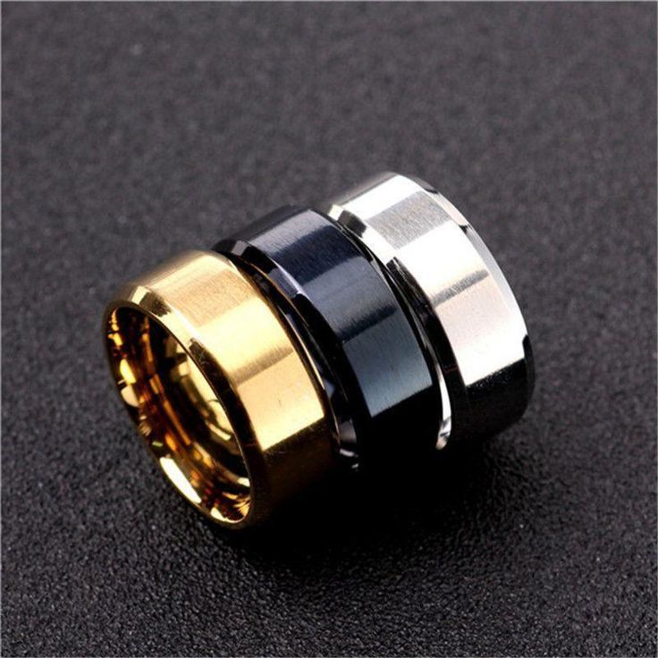 cincin titanium cuople pria wanita polos terbaru - cincin titanium kotak warna silver , hitam dan go