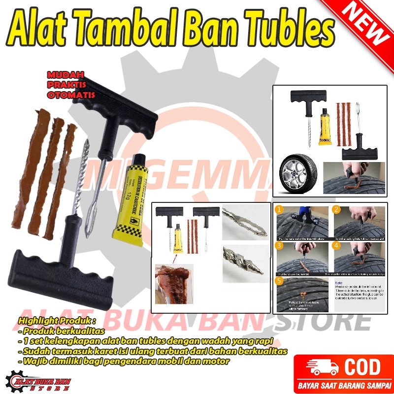 Alat Tambal Ban Tubles - Satu set alat tambal ban tubles praktis