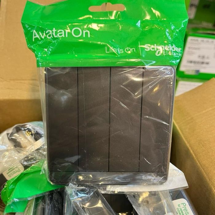Schneider Saklar 4 Gang Dark Grey AvatarOn - 1 arah/biasa