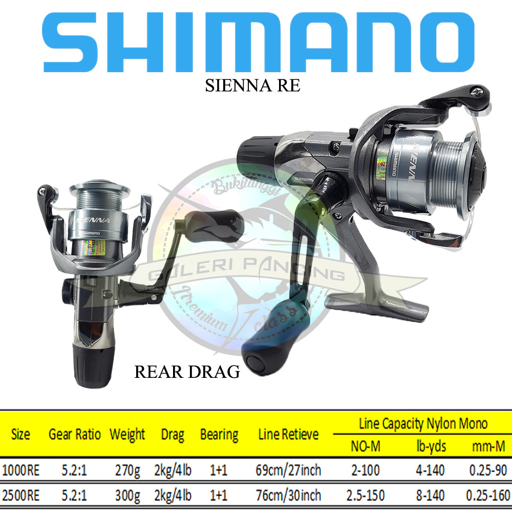 Reel Pancing Shimano Sienna 1000RE 2500RE 5.2:1 2kg
