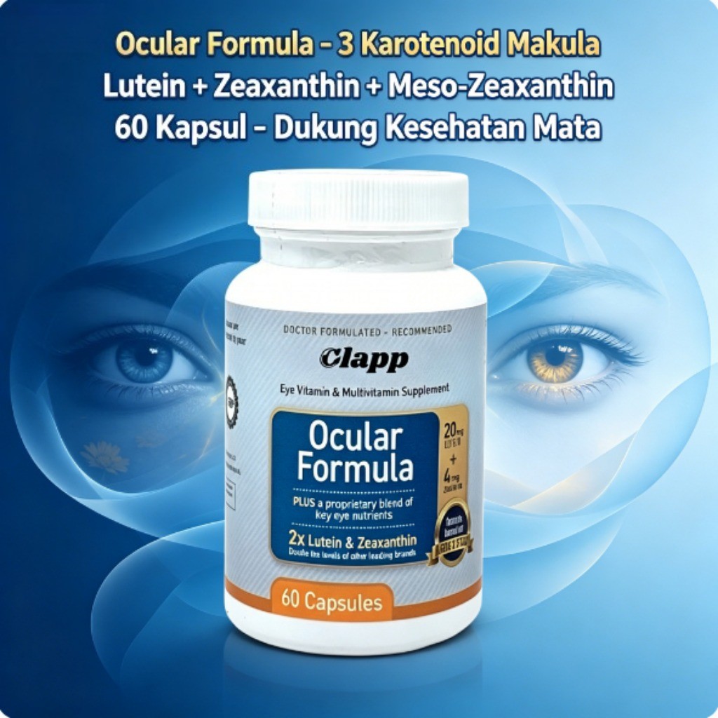 Clapp Ocular Formula 60 Kap, Lutein + Meso-Zeaxanthin + Zeaxanthin, Dukung Kesehatan Makula ly51813