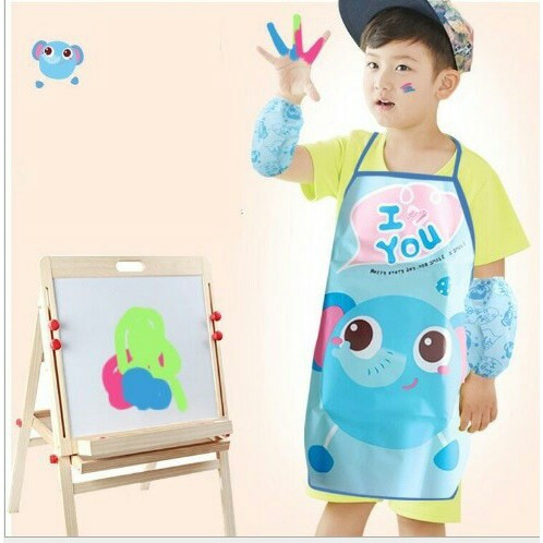 Apron Celemek Memasak Plastik Bergambar Pelindung Baju Anak Cooking Painting