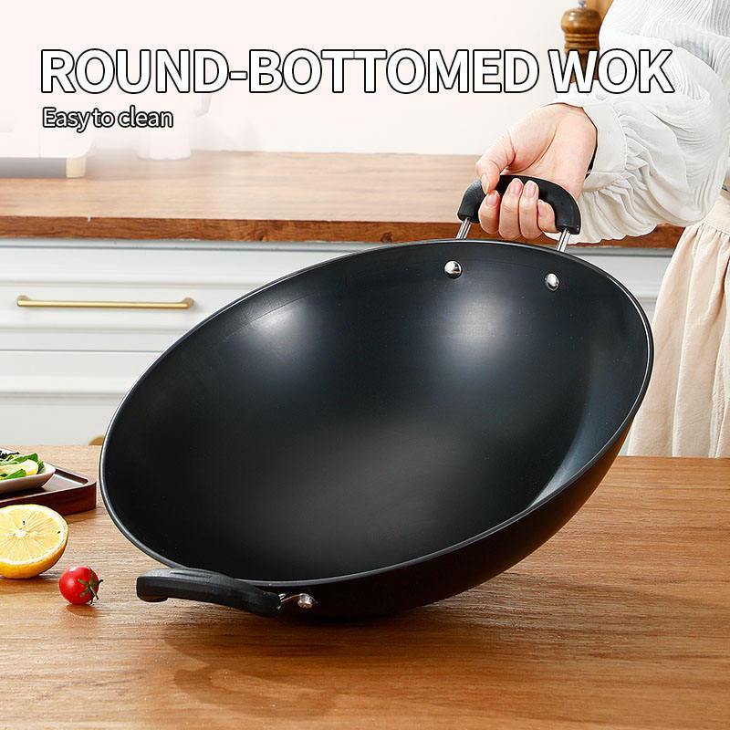 Wajan Penggorengan Anti Lengket Besi Hitam Serbaguna Wajan Besi Anti Lengket Multifungsi 219