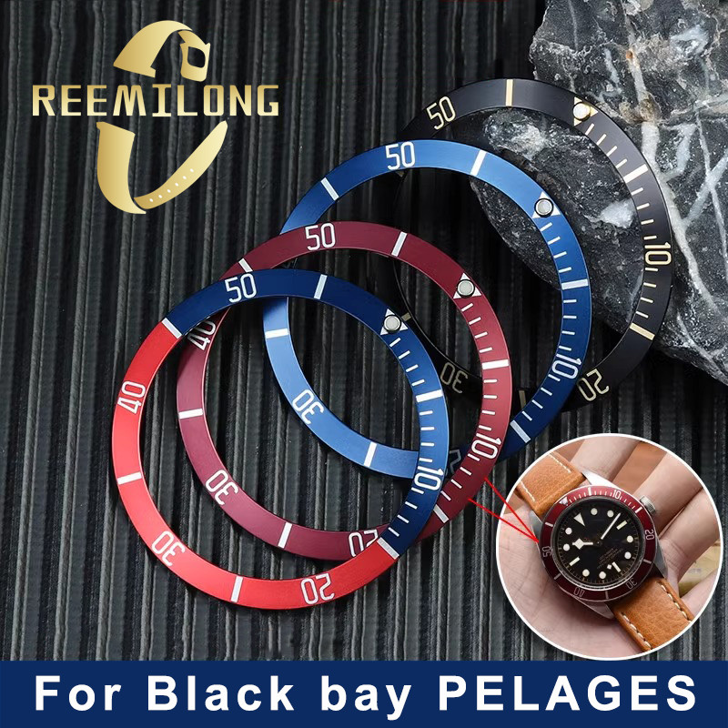 Aluminum wat bezel for Tudor PELAGES Black bay M79230N 41mm al black gold blue red white Calibration