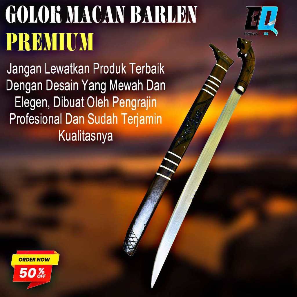 COD Pisau sembelih barlen ukiran macan panjang Perkakas Koleksi RF golok macan panjang asli 82cm ter