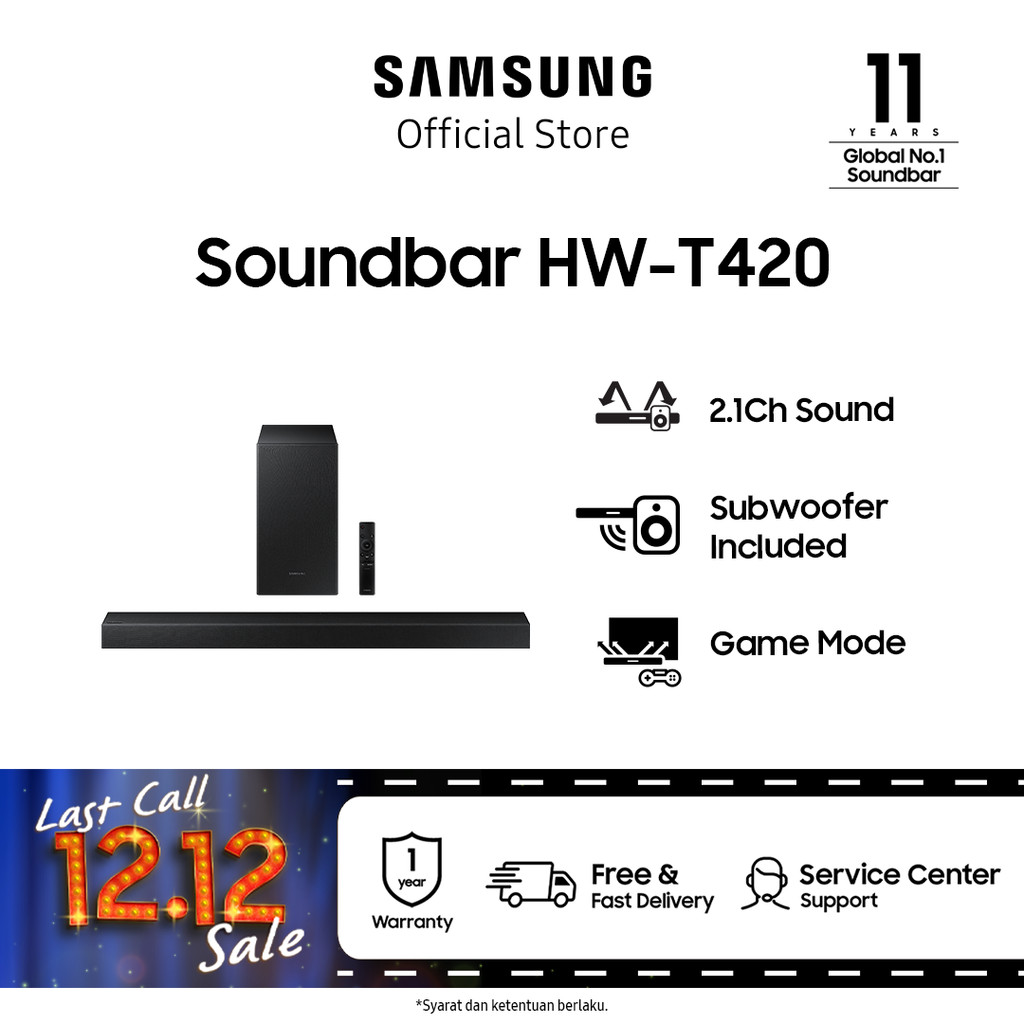 Samsung Soundbar HW-T420 2.1 Ch, 150 W 2020