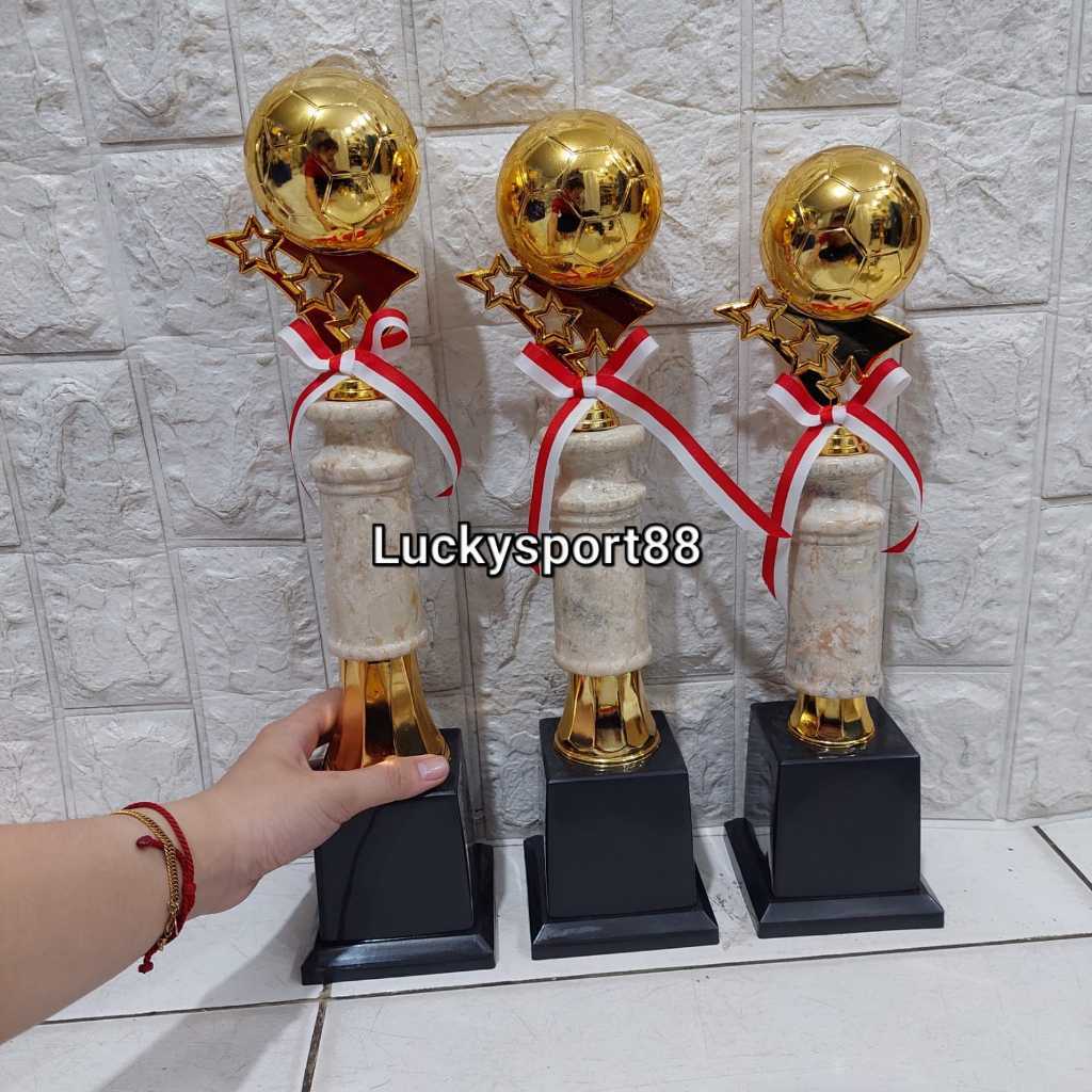trophy piala marmer sepak bola futsal 1 set