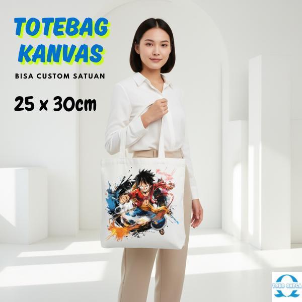 Totebag Custom Kanvas 25x30 Putih Tebal Tas Serbaguna untuk Belanja, Kuliah, Kerja, Bisa Cetak Foto,