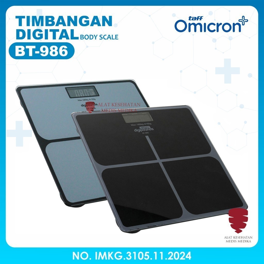 Timbangan Berat Badan Digital Taff BT-986 Kaca Elektronik Hitam Putih 180kg